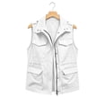 thumbnail image 2 of BXJX Womens Cargo Vests, Multi‑Pocket Sleeveless Full Zip Drawstring Waist Utility Jackets White Size S, 2 of 7