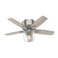 thumbnail image 2 of Hunter - Bennett Indoor Low Profile Ceiling Fan With Light, Remote, 44-inch, Brushed Nickel, Transitional-style, 3-speed WhisperWind Motor, 50420, for living rooms, bedrooms, home offices, kitchens, 2 of 16
