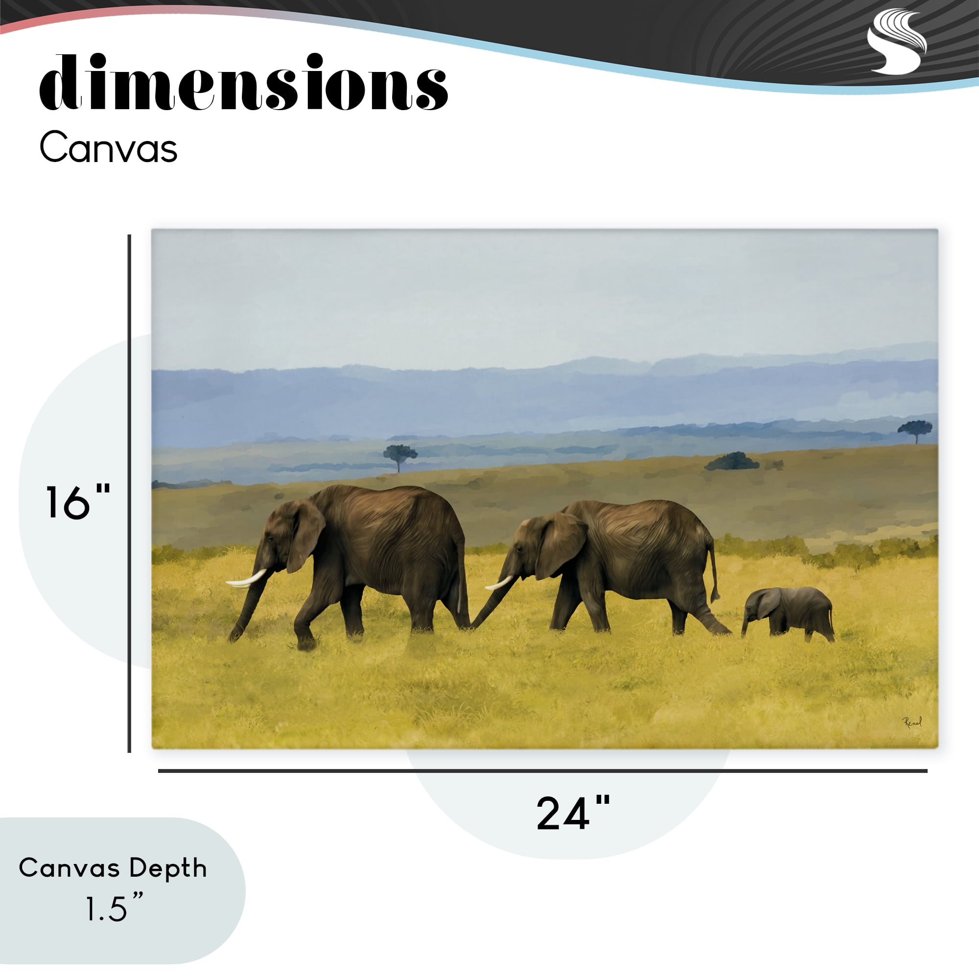 Stupell Industries Elephants In The Grassland Canvas Wall Art, design by Renel Peters