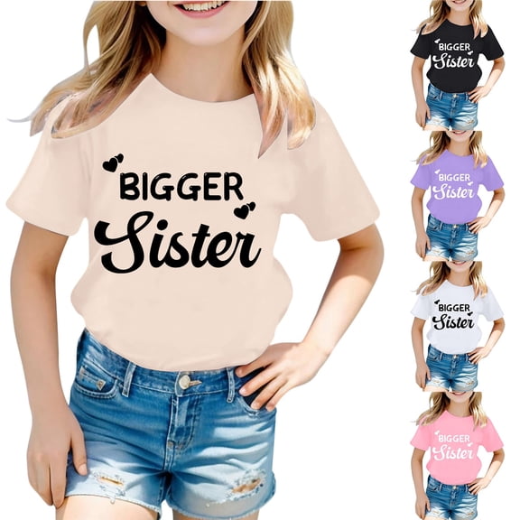ibiyuan Big Sister Shirts for Girls Size 10 12 Promoted To Big Sister Cotton T-Shirt Big Sis Announcement Graphic Short Sleeve Girl Shirts Big Sister Outfit Basic Tee Girl Tops 5t