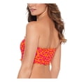 thumbnail image 2 of SALT + COVE Women's Orange Printed Stretch Removable Cups  Lined Convertible Ruffled Cherry On Top Bandeau Swimsuit Top XS, 2 of 4