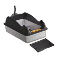 thumbnail image 2 of Caja de arena para gatos de cara alta, orinal para mascotas con cuchara para arena y estera, caja de arena, bandeja de arena profunda para suministros Negro, 2 of 10