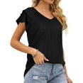 thumbnail image 4 of Womens Ruffle Sleeve T Shirts Petal Sleeve V Neck Casual Tees Summer Basic Tops, 4 of 6