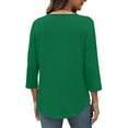 thumbnail image 4 of Ronuti 3/4 Length Sleeve Womens Tops Crew Neck Pleated Blouses For Women Dressy Casual Tunic Shirts, 4 of 7