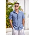 thumbnail image 5 of COOFANDY Mens Short Sleeve Hawaiian Shirt Casual Button Down Shirt Summer Beach Linen Shirt, 5 of 6
