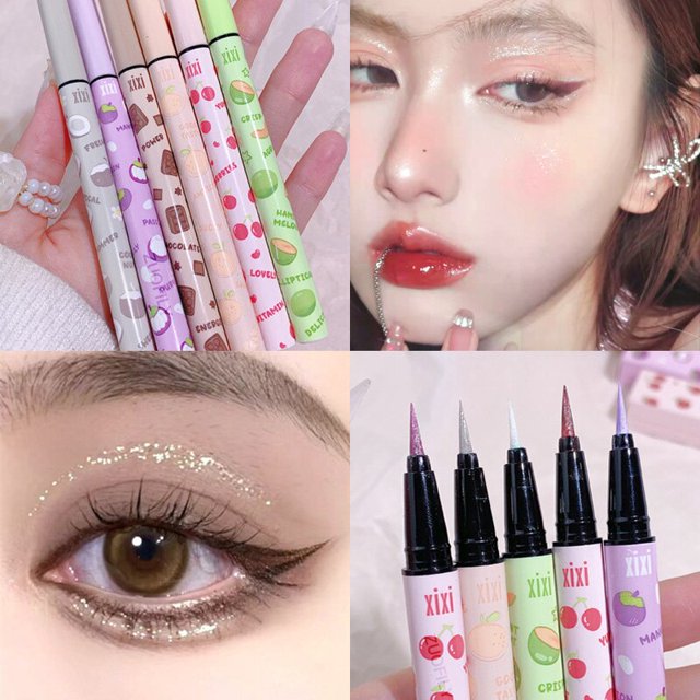 Shiny Eye Liners Cosmetics Brighten Eyelid Liquid Glitter Eyeliner Rose Eyeshadow Lasting Non-smudge Highgloss Silkworm Makeup06 He Qiyong unisex