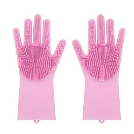 

xinqinghao magic reusable silicone gloves cleaning brush scrubber gloves heat resistant pk pink