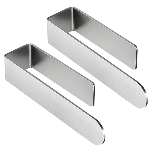 Januofit Adhesive Hand Towel Holder, 8 Inch Towel Holder for Bathroom Wall Mounted, Self Adhesive Square Stick on Towel Bar Wall for Kitchen Cabinet Shower, Brushed Nickel (2 Pack)