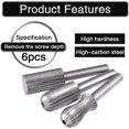 thumbnail image 3 of 6 Pack 6mm Double Cut Tungsten Rotary Burrs Tungsten Shank Filing/engraving/grinding Bits For Rotary Tools, 3 of 4