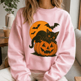 thumbnail image 3 of Halloween Shirt, Black Cat on Pumpkin Sweatshirt, Vintage Jack O Lantern Hoodie, Spooky Bat T-Shirt, Halloween Gift for Cat Lovers, 3 of 9