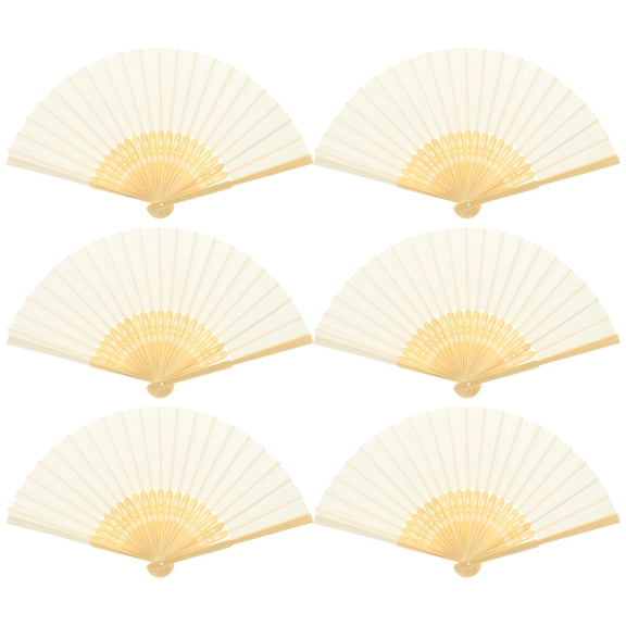 Worgeous 6 Pcs Hand Held Foldable Fan Exquisite Design Fan Miss 21.50X2.70X1.20CM