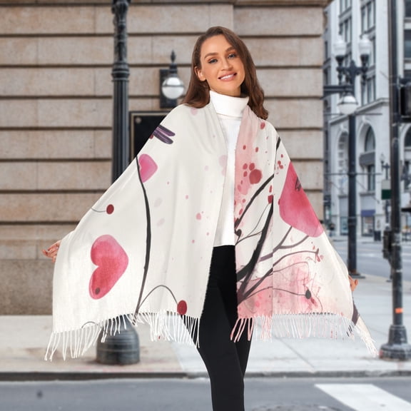 Valentine's Day Couple Birds Winter Scarf for Women Fashion Warm Long Soft Blanket Scarves Gifts