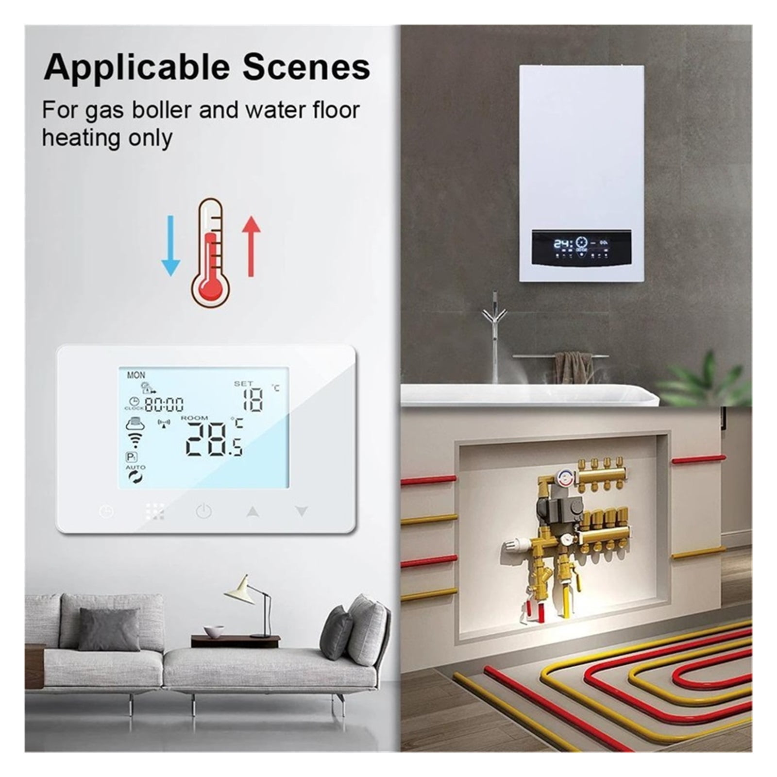 Smart Thermostat Wall-Hung Underfloor Gas Boiler Water Electric Heating Temperature Controller