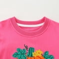 thumbnail image 5 of Girls Fall Pumpkin Bunny Embroidery Crewneck Sweatshirt Long Sleeve Cotton Pullover Pink,Size 6-7 T, 5 of 9