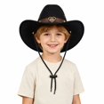 thumbnail image 2 of Kids Outdoor Cowboy Hat for Children Classic Western Style Sun Hat with Woven Cord and Wind Design, 2 of 5