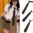 thumbnail image 3 of Brown Checkered Striped Pre-Tied Neck Tie Japanese College JK Uniform Bowtie, 3 of 21