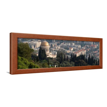 View Terrace - Elevated view of the Terraces of the Shrine of the Bab, Bahai Gardens, German Colony Plaza, Haif... Framed Print Wall Art