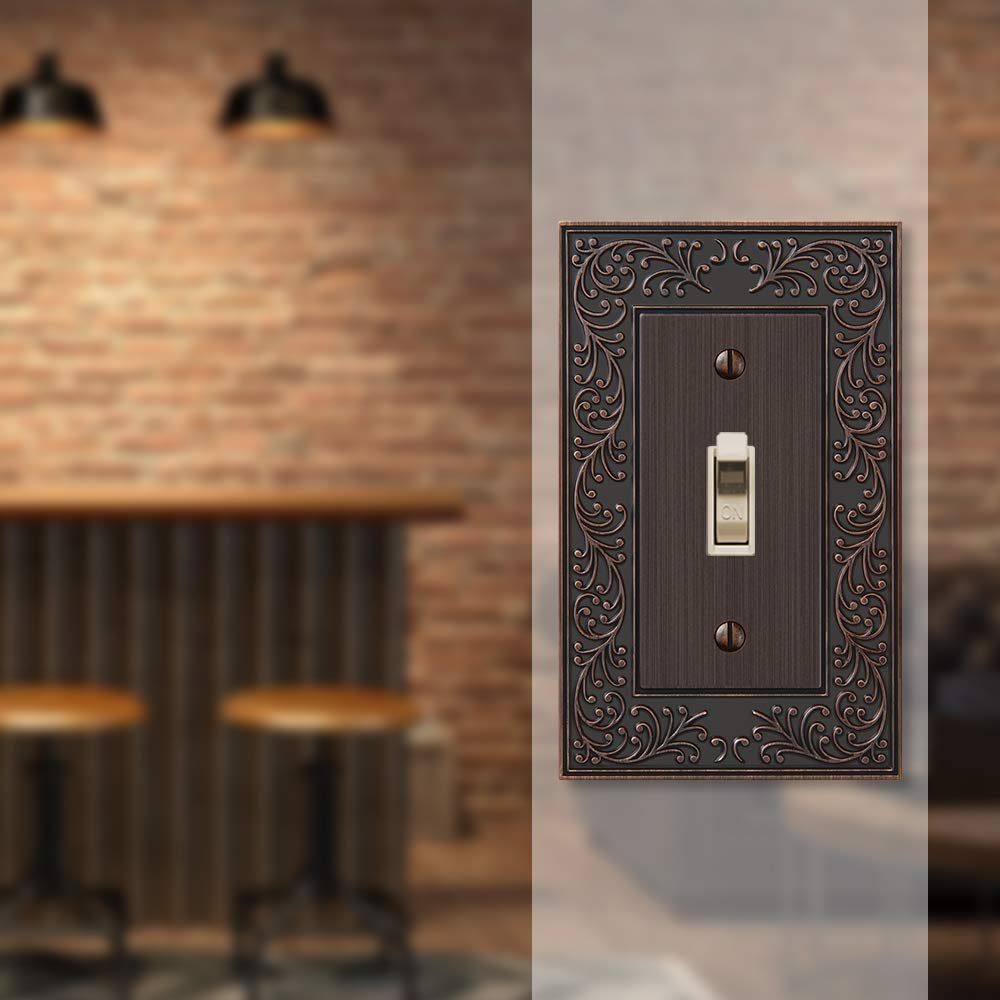 Amerelle 43TVB English Garden Wallplate, 1 Toggle, Cast Metal, Aged Bronze, 1-Pack