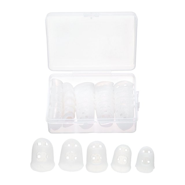 Guitarra Dedos Puntas Protector L M S XS XXS Tamaño Transparente Silicona con Almacenamiento Caja para Guitarra Paquete de 25