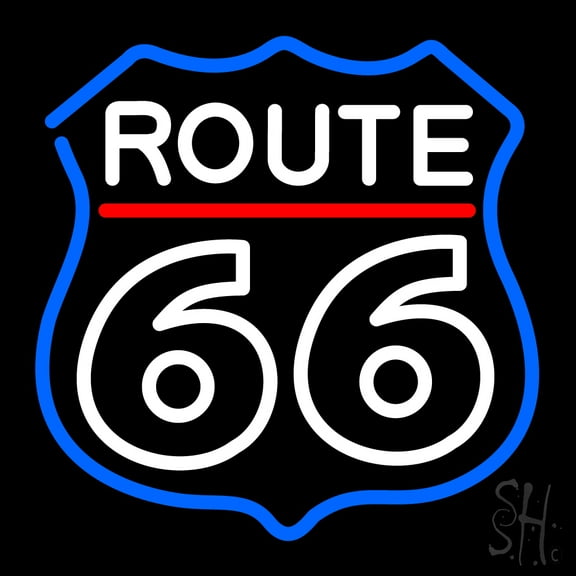 White Route 66 LED Neon Sign 17 x 17 - inches, Black Square Cut Acrylic Backing, with Dimmer - Bright and Premium built indoor LED Neon Sign for café, club, party, event and stroefront.