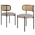 thumbnail image 3 of Farini Upholstered Dining Chair Set of 2, Rattan Backrest Kitchen Chair, Light Grey, 3 of 8