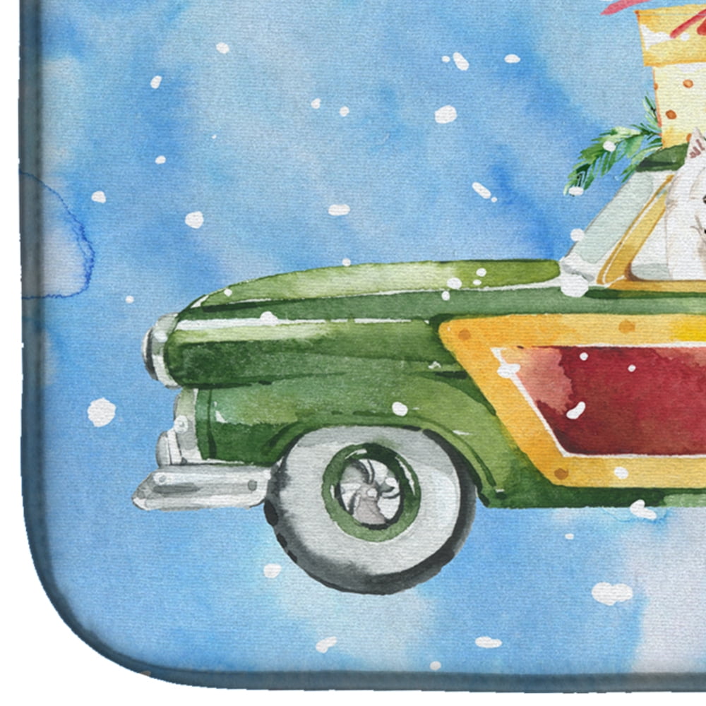 Caroline's Treasures Merry Christmas Japanese Spitz Dish Drying Mat