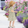 thumbnail image 5 of FORMRS Girls Short Sleeve Dress Summer Casual Round Neck A-line Beach Sundress, Sizes 2T-8T, Olive Green Flowers, 5 of 8