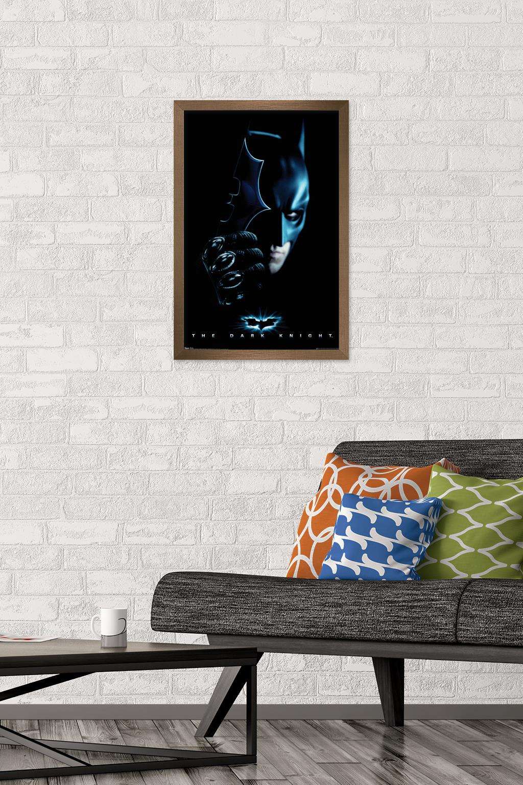 DC Comics Movie - The Dark Knight - Batman with Batarang Wall Poster, 14.725" x 22.375", Framed