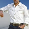 thumbnail image 3 of TNOBHG Men Long-sleeve Shirt Men's Vintage Western Cowboy Print Long Sleeve Shirt Slim Fit Casual Business Cardigan Coat Slim Fit Shirt, 3 of 8