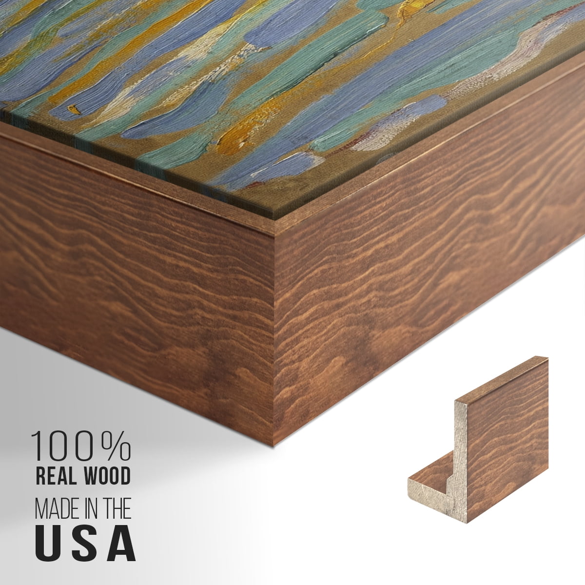 Vintage Landscape-CXIV By Wexford Home Framed in Walnut Wood Gallery Wrapped Canvas 25 in. x 37 in.