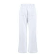thumbnail image 6 of WTOBBY Women's Fashion Loose Drawstring Waist Solid Color Cargo Pants, Elastic Band Flare Leg Joggers Casual Comfortable Athletic Wear for Women,White M, 6 of 7