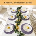thumbnail image 5 of Vintage Lines Round 15 Inch Placemats Set of 4, White Lines Abstarct Minimalist Art Purple HeatResistant Non Slip Place Mats for Dining Table, Wipeable Braided Kitchen Table Mats for Housewarming, 5 of 9