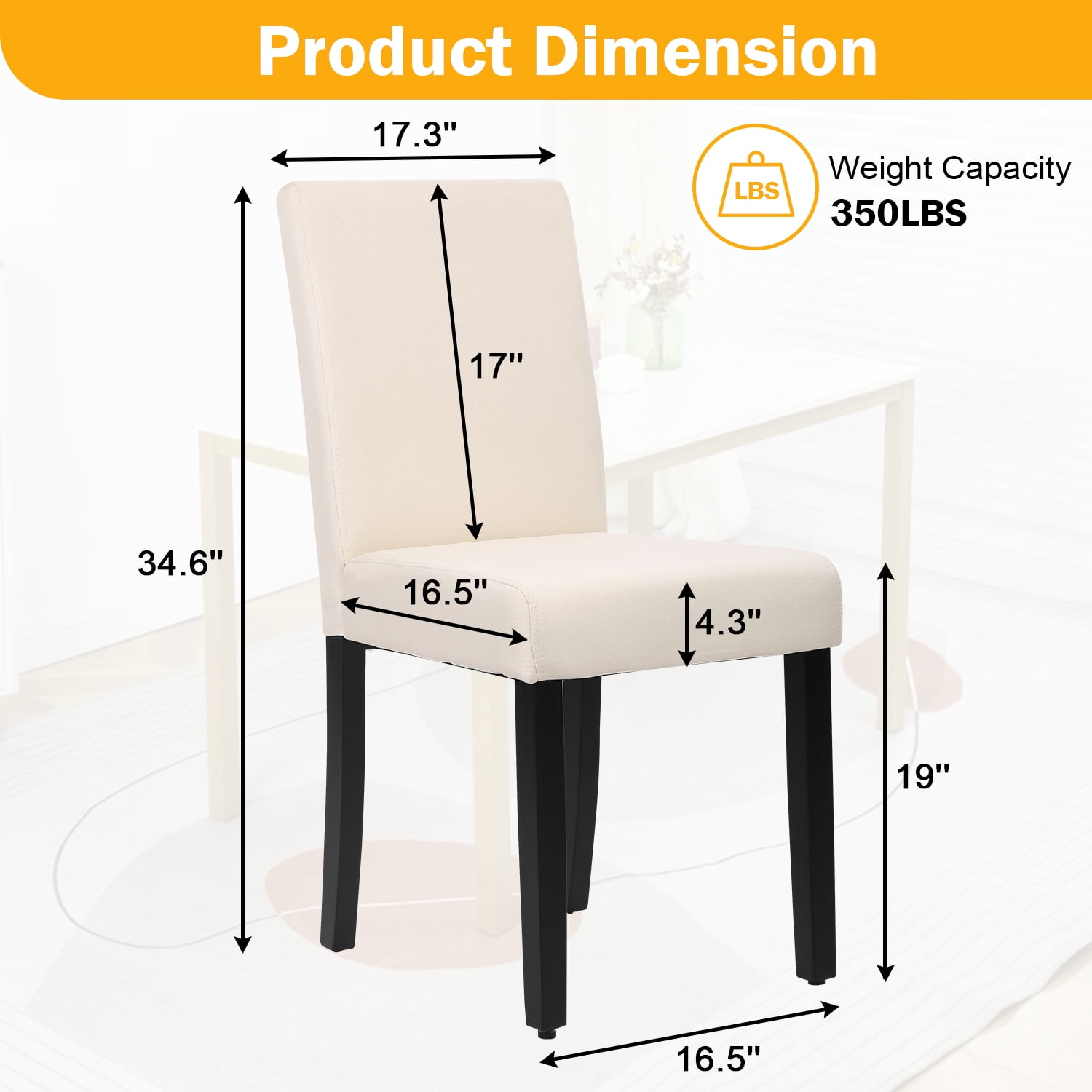 NiamVelo Dining Chairs Set of 4 Fabric Upholstered Kitchen Chairs Dining Room Chairs with Solid Wood Legs for Kitchen Restaurant and Living Room, Beige