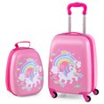 thumbnail image 1 of Costway 2PC Kids Carry On Luggage Set 12" Backpack and 16" Rolling Suitcase for Travel Multicolor, 1 of 10