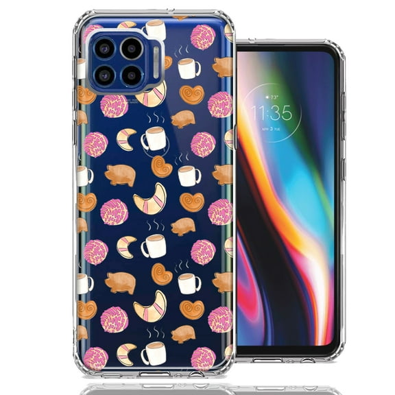 MUNDAZE for Motorola One 5G Mexican Pan Dulce Cafecito Coffee Concha Polka Dots Double Layer Phone Case Cover