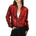 thumbnail image 1 of Veste à Paillettes pour Femmes à Manches Longues avec Fermeture Éclair Frontale et Poignets Côtelés, 1 of 5