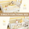 thumbnail image 3 of Bellemave Full Size Montessori Floor Bed, Solid Wood Floor Bed Frame with Fence Railings & Door, Full Playhouse Bed Frame Easy to Assembly,White, 3 of 8