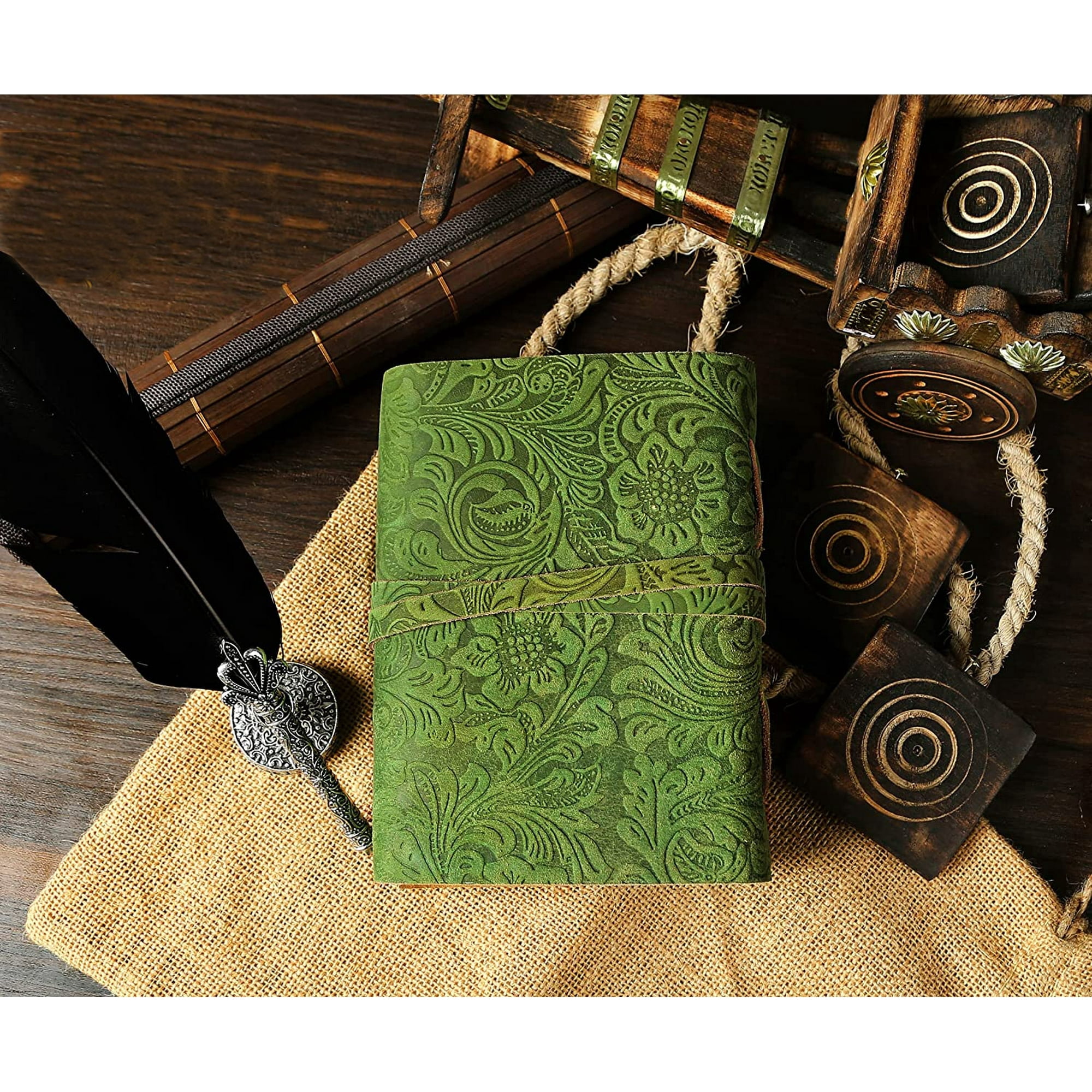 Seather Leather Journal - Antique Handmade Deckle Edge Vintage Paper Leather Bound Journal - Book of Shadows Journal - Leather Sketchbook - Drawing Journal - Grea 5 x 7 in, 200 Pages, 1 Count, 1 Pack
