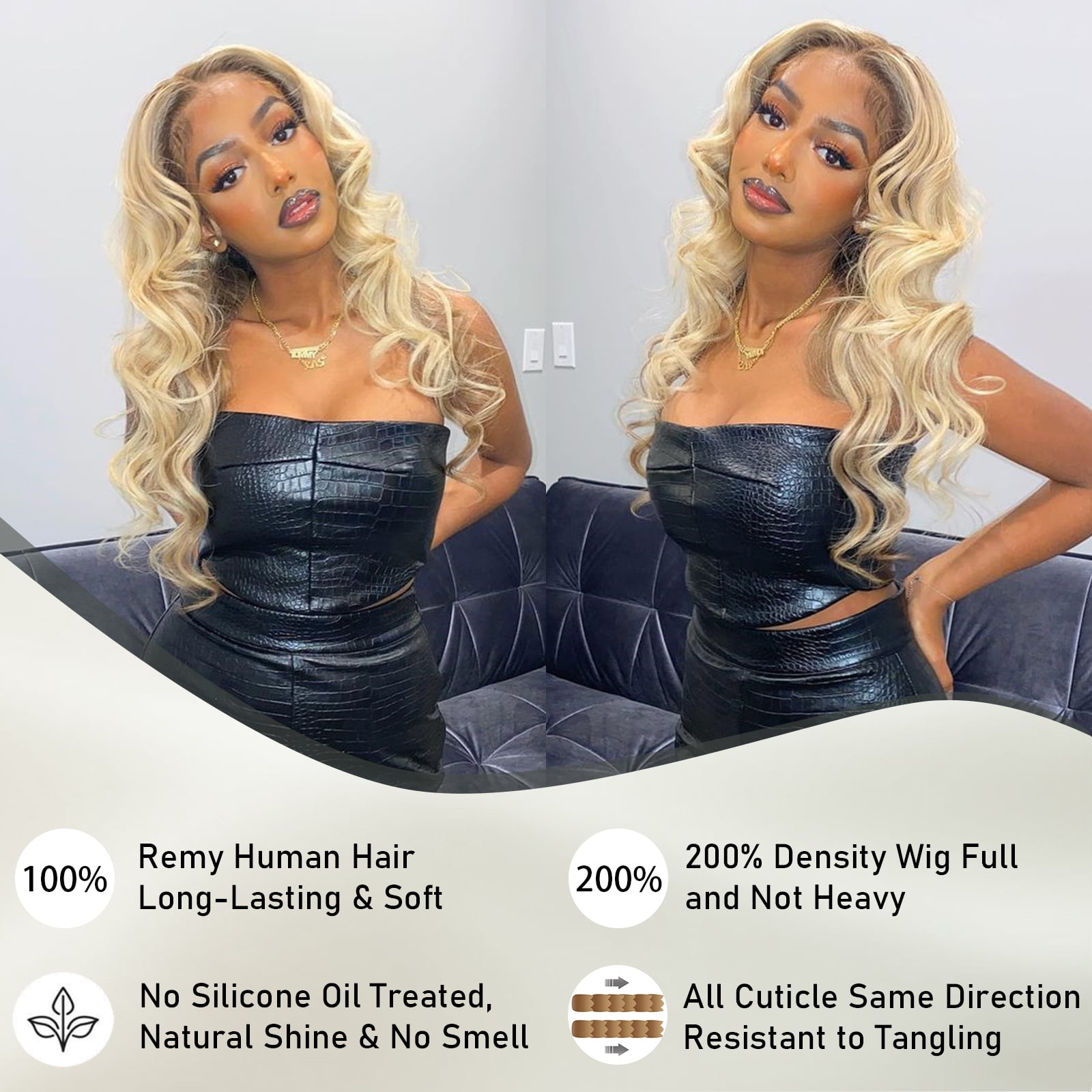 Blonde Wig Human Hair 4/613 Lace Front Human Hair Wigs For Women Ombre Brown Blonde Pre-plucked 180% Density Body Wave Human Hair Wig 13x4 HD Transparent Frontal Wig Virgin Hair 22 Inches