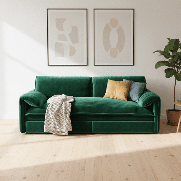Homy Casa 3 in 1 Convertible Velvet Sofa Bed , Pull Out Sleeper Couch for Living Room