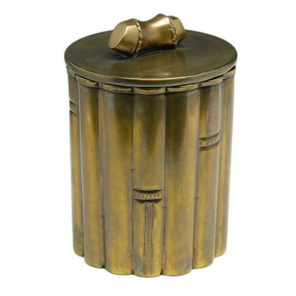 Zeckos 7 inch Tall Brass Bamboo Design Box With Lid