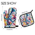 thumbnail image 2 of Yayeee Oven Mitts and Pot Holder Set of 2 Heat Resistant Kitchen Gloves Baking Hot Pad, Musical Pattern, 2 of 5