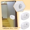thumbnail image 2 of Motion Sensor Night Light Battery Powered Warm Orange Light For Bedroom Bathroom Closet Staircase Hallway 1 Pack, 2 of 6