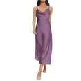 thumbnail image 2 of Jzuxvd Women's Spaghetti Strap Cowl Neck Long Slip Satin Silk Midi Dress Purple S, 2 of 7
