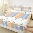 thumbnail image 3 of Feelyou Cute Love Heart Bed Sheets for Kid, Kawaii Cartoon King Sheets, Dreamy Rainbow Stripes Sheet Set, Super Cozy Room Decor, 4-Piece, 3 of 7