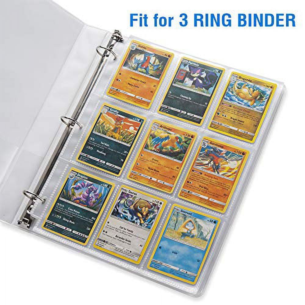 Enday Plastic Card Sleeves for 3 Ring Binder Sheets Pokemon, Baseball, NBA,  MTG Trading Card Sleeve Pages (100 Piece) 