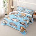 thumbnail image 3 of Manfei Cartoon Cat Bed Spread Queen, Sleeping Animal Queen Coverlet Set, Light Blue, 3-Piece, 1 Quilt and 2 Pillowcases, 3 of 7