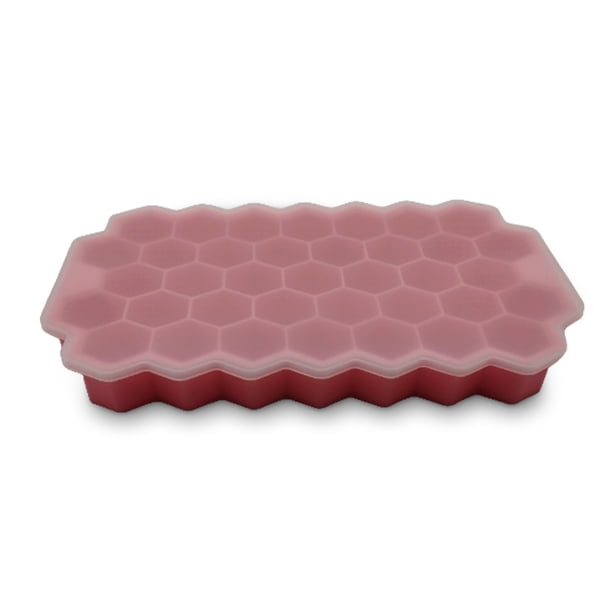 Cubo de hielo Molde suave silicona Molde de chocolate Bandeja Restaurante Hogar Frío Bebida DIY Accesorios para refrigerador Rosa 37 Cavidades Speravity HA012235-05
