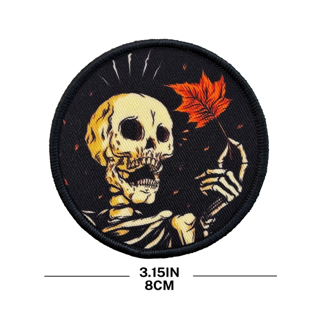 Skeleton Patch with Maple Leaf Design - Hook and Loop Fastener for Backpacks, Jackets, Hats & DIY Projects