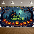 thumbnail image 2 of Spooky Design Halloween Banner Nighttime Theme Haunted House Jack O Lantern Ghost Decorations for Party Decor Outdoor Display Indoor Celebration, 2 of 9